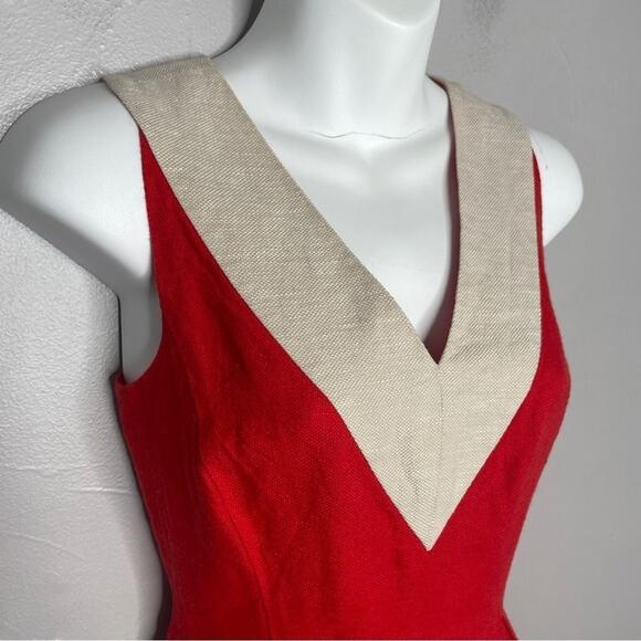 KATE SPADE NEW YORK Linen Dress Womens Size 2 Cherry Red Sheath Holiday Formal - Picture 3 of 10